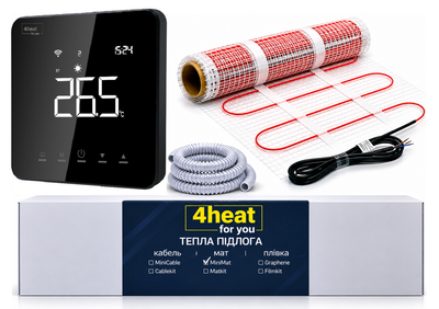 WiFi тепла підлога 4HEAT MatKit WSB-9,0 м2 | Нагрівальний мат під плитку + розумний регулятор