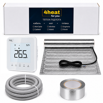 Тепла підлога WiFi під ламінат 4HEAT AlumKit WSW-1,0 м2 | Алюмінієвий мат + Smart регулятор