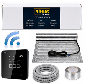 WiFi тепла підлога під ламінат 4HEAT AlumKit WSB-1,5 м2 | Алюмінієвий мат зі Smart регулятором