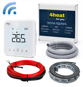 WIFI тепла підлога 4HEAT CableKit WSW-1500 (8,4-10,4 м2) Нагрівальний кабель + Smart регулятор