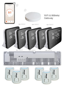 Бездротове Wi-Fi керування опаленням на 5 зон 4HEAT | HR-03RF + EGW01 + WT-20 (5 шт.) + Привод ATR (6 шт.)