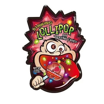 Конфеты Strawberry Lollipop with Popping Candy STRIKING 13,8 г