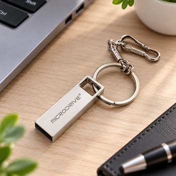 Флешка MicroDrive 16 ГБ USB-накопичувач металева з брелоком, USB Flash Drive для зберігання даних