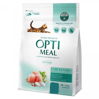 Сухий корм Optimeal для кошенят Курка 200+200 г (4820215361439)