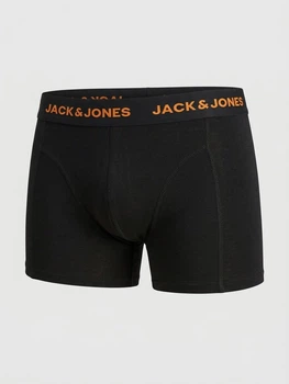 Мужские трусы боксеры Jack & Jones 1 шт, размер L, черные, логотип оранжевый