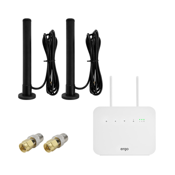 4G Wi-Fi комплект для квартири та блекаутів ERGO R291b + 2 антени Mobile Guard Mini, автоматичний резерв 4G до 10 годин