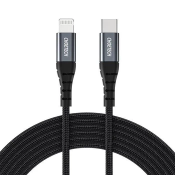 Кабель для передачи данных Choetech IP0041-BK, USB Type-C to Lightning, 2 м, PD MFi, в нейлоновой оплетке, черный