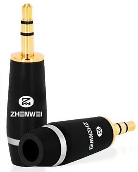 Аудиоштекер ZHENWEI ZW-YPZ086 3.5 мм стерео, латунный позолоченный, паяный, 4 шт