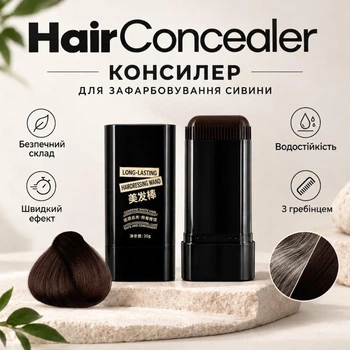 Консилер для маскування сивини з гребінцем HairConcealer, темно-коричневий, 20 г