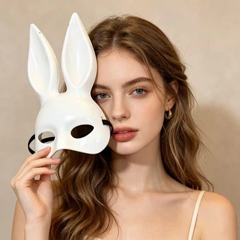 Маска карнавальная кролик Playboy 33см кролик Плей Бой белая (069)