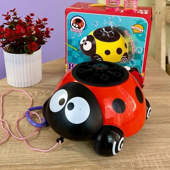 Мыльная пузырьковая машинка Божья коровка Bubble Machine с подсветкой для детей