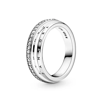 Кольцо Pandora тройное с паве 199040C01 56