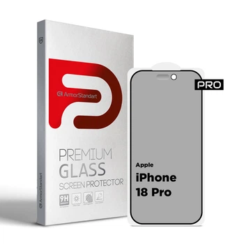 Защитное антишпион матовое стекло для Apple iPhone 18 Pro, Pro Anti-spy Matte, полноэкранное, закалённое, конфиденциальное, полное проклеивание, с затемнением по бокам, противоударное c олеофобным покрытием, простая установка