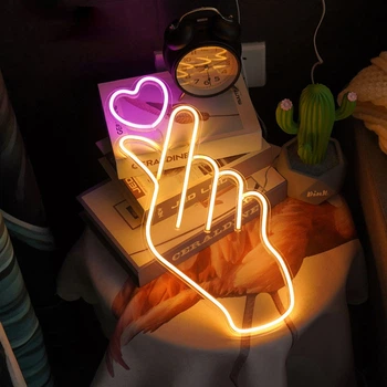 Портативный декоративный неоновый светильник "Love" желтый на батарейках/USB 42*18*2 см