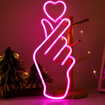 Портативный декоративный неоновый светильник "Love" розовый на батарейках/USB 42*18*2 см