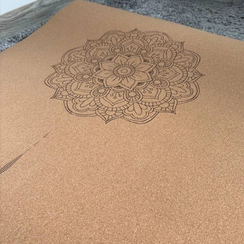 Корковий килимок для йоги Mandala 183×61 см з малюнками та сумкою. Антиковзний еко-мат для йоги, пілатесу та фітнесу