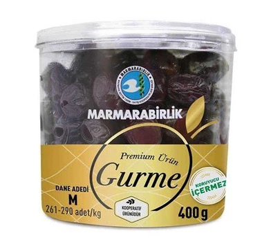 Чорні в'яленні маслини з кісткочкою Marmarabirlik Gurme (М) 400г