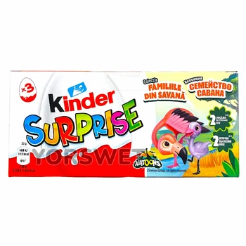 Набір шоколадних яєць Kinder Surprise Natoons Сімейство Савани 60 г (3*20 г)