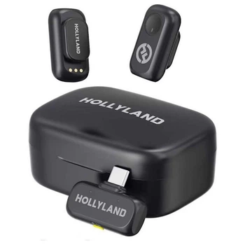 Двойной беспроводной петличный микрофон Hollyland Lark A1 Duo USB-C (2 TX+1 RX) с зарядным кейсом для смартфона и планшета