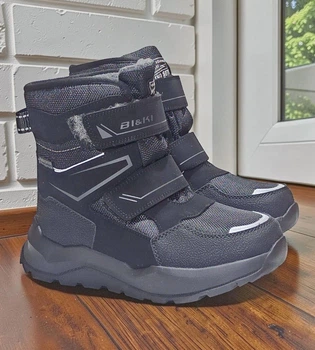 Подростковые зимние термоботинки ТОМ М Waterproof на овчине BIKI 01210 black 36(стелька 22,9см)
