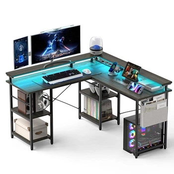 Комп'ютерний стіл Aiorber, для геймерів з LED-підсвіткою, 140 × 140 см