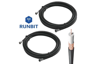 Коаксиальный кабель RunBit 3D-FB для 3G 4G антенн MIMO с низким затуханием сигнала ( премиум аналог RG58), 2 по 20м
