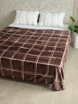 Флисовый плед 150x200см шоколадный в клетку