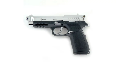 Стартовый пистолет Kuzey F92 shiny chrome, с доп. магазином (Beretta 92)