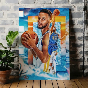 Интерьерная картина Баскетболист Стефен Карри, Stephen Curry, NBA, спорт, баскетбол НБА, 42×30 см (id6195)