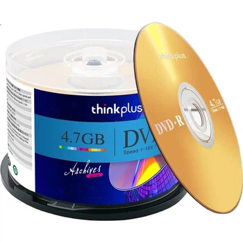 Диски Lenovo DVD+R, скорость 16x, емкость 4,7 ГБ, серия Archive, 50 штук в упаковке, чистые оптические диски.