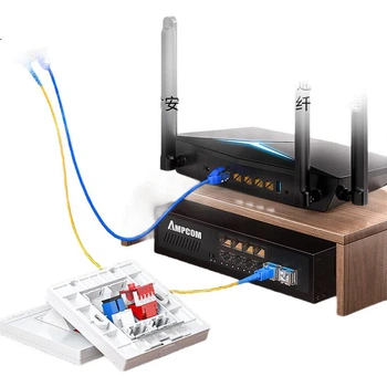 Панель сетевых оптоволоконных разъемов AMPCOM, двухпортовый гигабитный Ethernet-разъем CAT6, модуль разъема RJ45 типа 86, двухпозиционный разъем без фиксатора, интерфейс SC, разъем типа "пигтейл" AC6SSC2BK