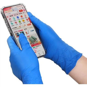 Одноразовые нитриловые перчатки AMMEX BNHD Plus, утолщенные, нескользящие, маслостойкие, кислото- и щелочестойкие, для уборки в лаборатории, промышленной защиты, размер M.