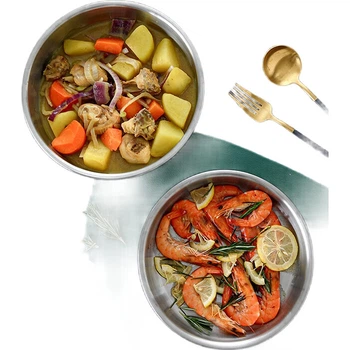 Тарілка для пельменів Onlycook з нержавіючої сталі 304, велика рибна тарілка, глибока форма для страв та стейків, діаметр 20 см/шт.