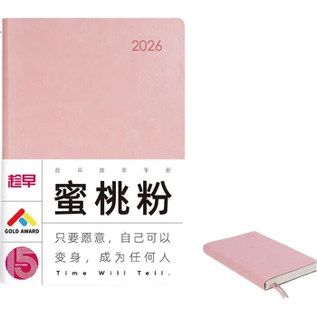 Ежедневник Chenzao 2026 Efficiency Planner, толстое издание, 365 дней, одна страница в день, формат A5, для планирования рабочего дня, 392 страницы, персиково-розовый.