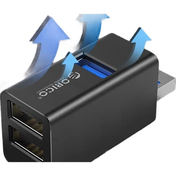 ORICO USB Hub MINI, трипортова док-станція розширення, багатоінтерфейсний адаптер для прямого підключення, чорний