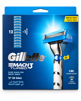 Станок для гоління Gillette Mach3 Turbo з 12 змінними картриджами