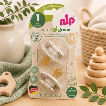 Пустышки NIP «Вишенка» 0–6 мес., латексные, круглые, 2 шт., бежевые