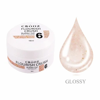 Гель будівельний Crooz Flourish Crush Builder Gel 06 кремово-бежевий з теплими світлими частинками 15 мл