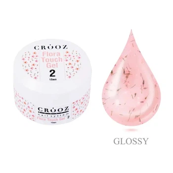 Гель строительный Crooz Flora Touch Gel 02 полупрозрачный розовый с сухоцветами 15 мл