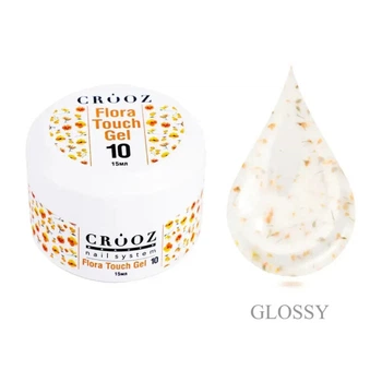 Гель строительный Crooz Flora Touch Gel 10 молочный с желтыми сухоцветами 15 мл