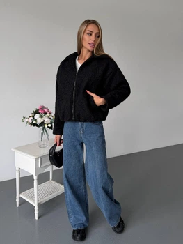 Жіноча демісезонна куртка букле Uaclothes 46 Чорний (like39500-199411350)