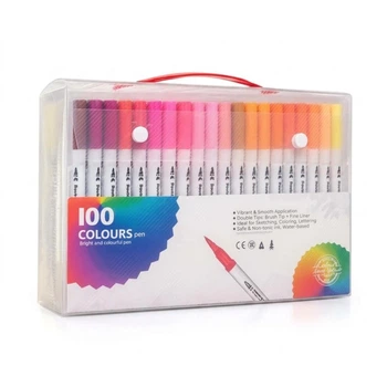 Професійний набір двосторонніх маркерів-лінерів Dual Brush Pens 100 кольорів у пластиковому кейсі