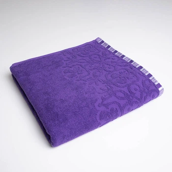 Полотенце махровое для душа с орнаментом GM Textile 70х140см 400г/м2 (Фиолетовый)