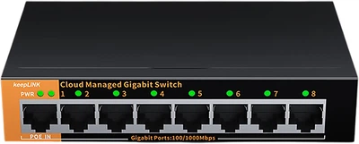 Коммутатор KeepLINK KP-9000 8-портовый гигабитный с облачным управлением, металлический корпус