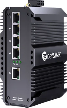 Промышленный коммутатор NetLINK, 5 портов, 100 Мбит/с, DC 12-54 В, крепление на DIN-рейку, без блока питания, модель HTB-6000