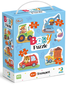 Пазл 4в1 Dodo Baby Puzzle «Транспорт», развивающий набор для малышей 18м+ с машинками