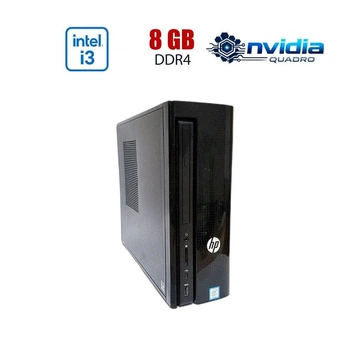 ПК HP Slimline 270-p024 SFF / Intel Core i3-7100 (2 (4) ядер по 3.9 GHz) / 8 GB DDR4 / 256 GB SSD / nVidia Quadro K620, 2 GB DDR3, 128-bit / Win10 Pro Lic б/в