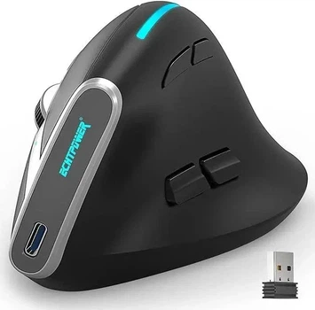 Вертикальная беспроводная мышь ECHTPower F36, 2400 dpi, 7 кнопок, регулировка RGB, 2.4G+Bluetooth+кабель