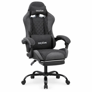 Геймерское кресло DEXON ORVEX RD-6072 с подставкой для ног, из льняной ткани, металлическая крестовина, Темно-серый