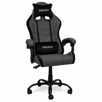 Геймерское кресло DEXON ORION X G-063 из ткани+подушки велюр, металлическая крестовина, Темно-Серый